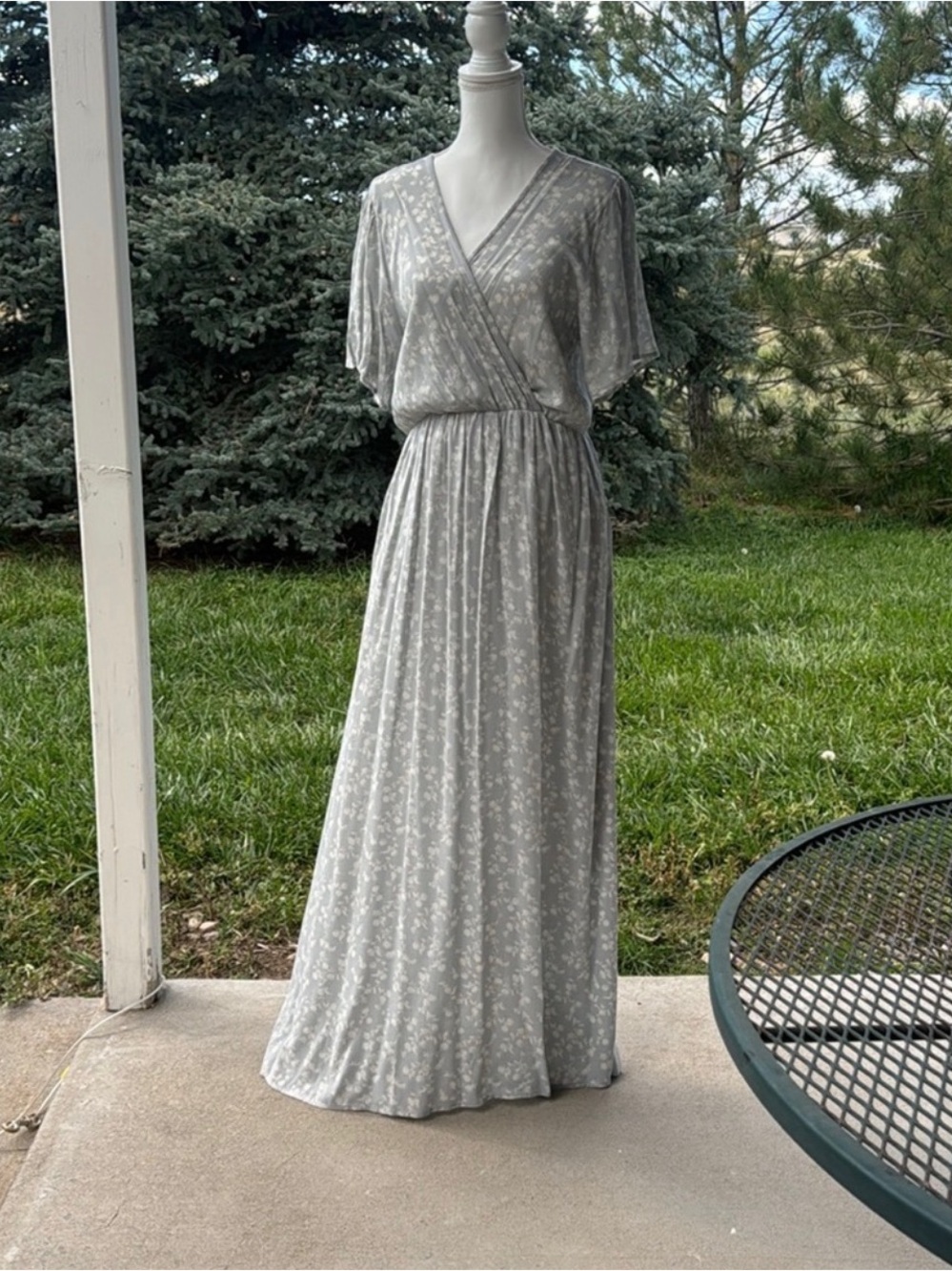 orange creek Soft Grey Floral Wrap Maxi Dress